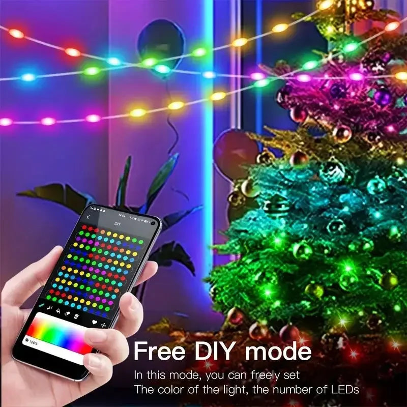 LED Fairy Light Phone App Remote Control WS2812B RGB LED String DIY Smart IC Addressable Dreamcolor Garden Party Christmas Decor