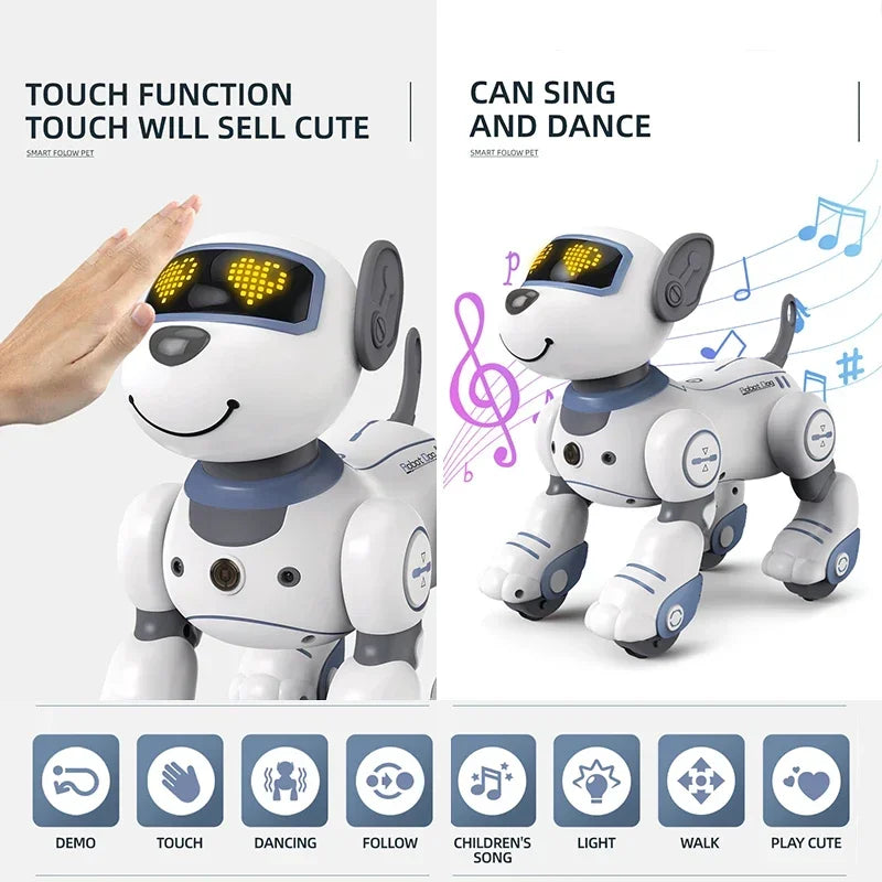 Intelligent Programming RC Robot Stunt Dog Electronic Walking Dancing Puppy Touch Sensing Remote Control Pet Dog Kids Boys Toys