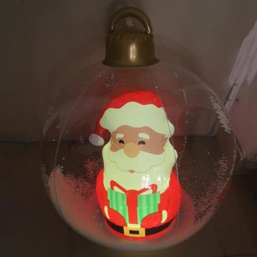 24 Inch Inflatable Outdoor Christmas Ball PVC Giant Inflatable Christmas Balls with Light/Remote Christmas Decorations Ball