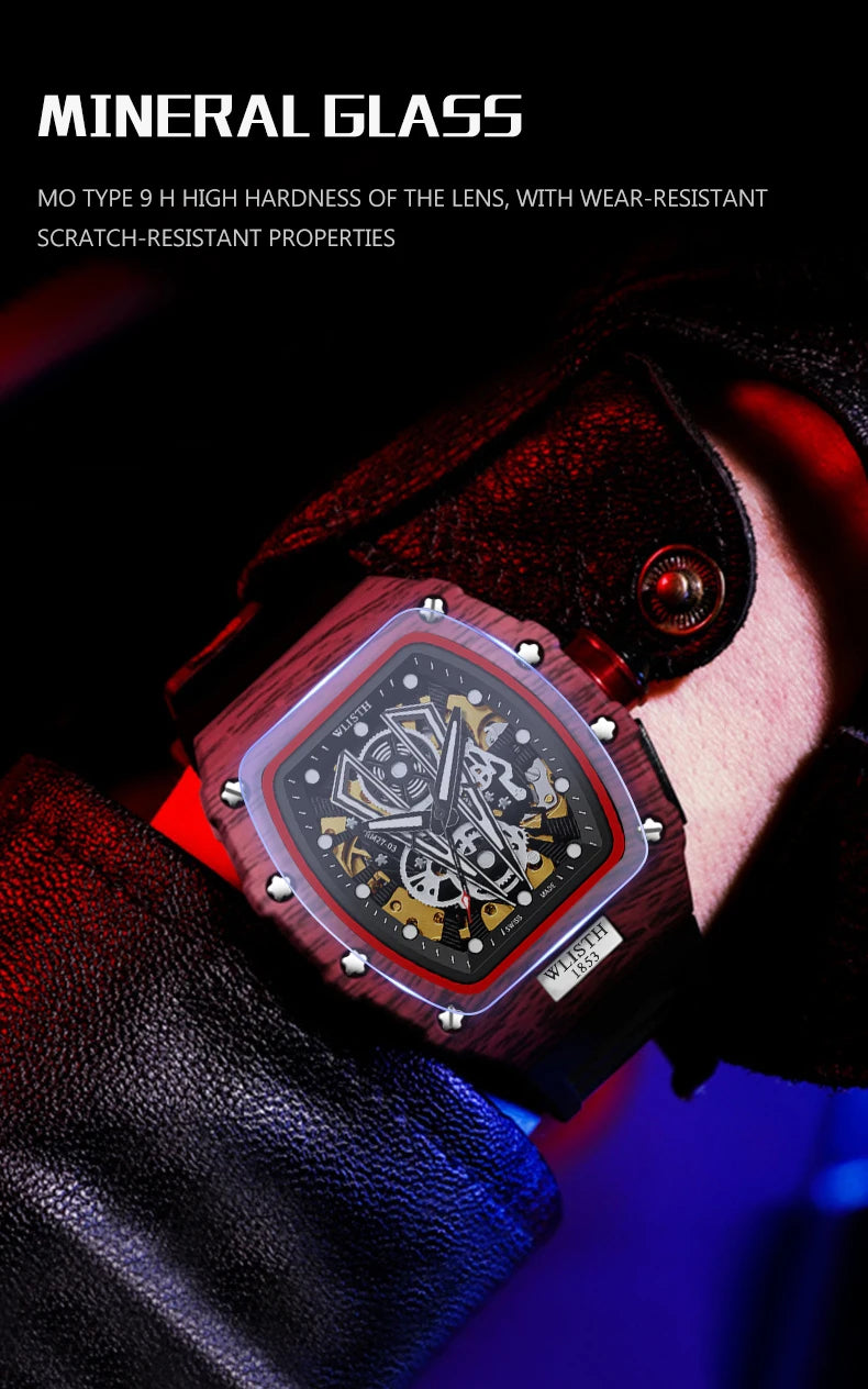 WLISTH Men's Watch Barrel Type Mechanical Watch Men Waterproof Luminous Business Men Mechanical Wristwatches Clock Montre Homme