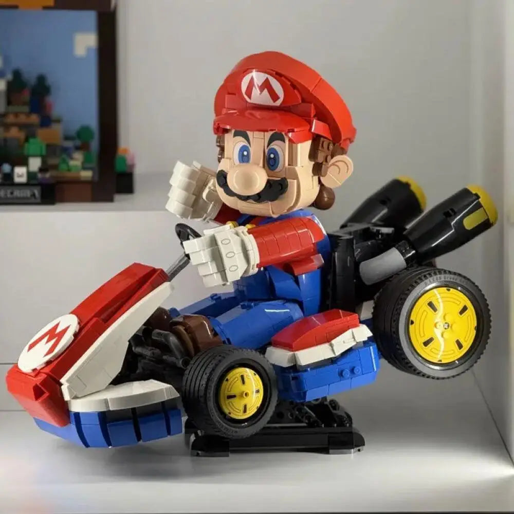 MINISO Plumber Building Blocks Standard Model Fit 72037 Kart Classic Game Racing Car Assembly Bricks Toys Christmas Gift