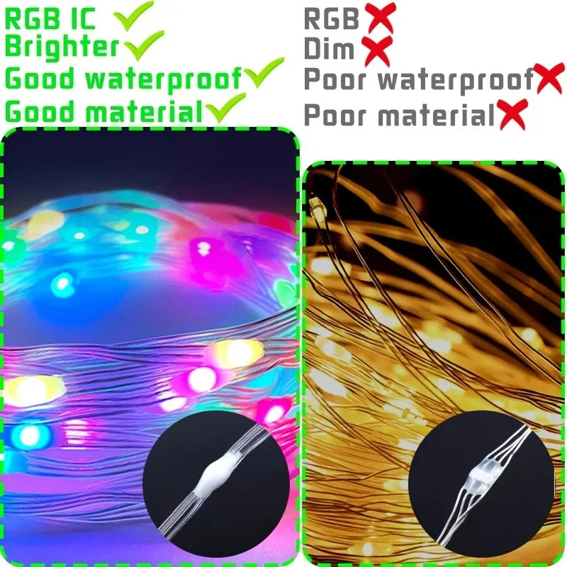 LED Fairy Light Phone App Remote Control WS2812B RGB LED String DIY Smart IC Addressable Dreamcolor Garden Party Christmas Decor