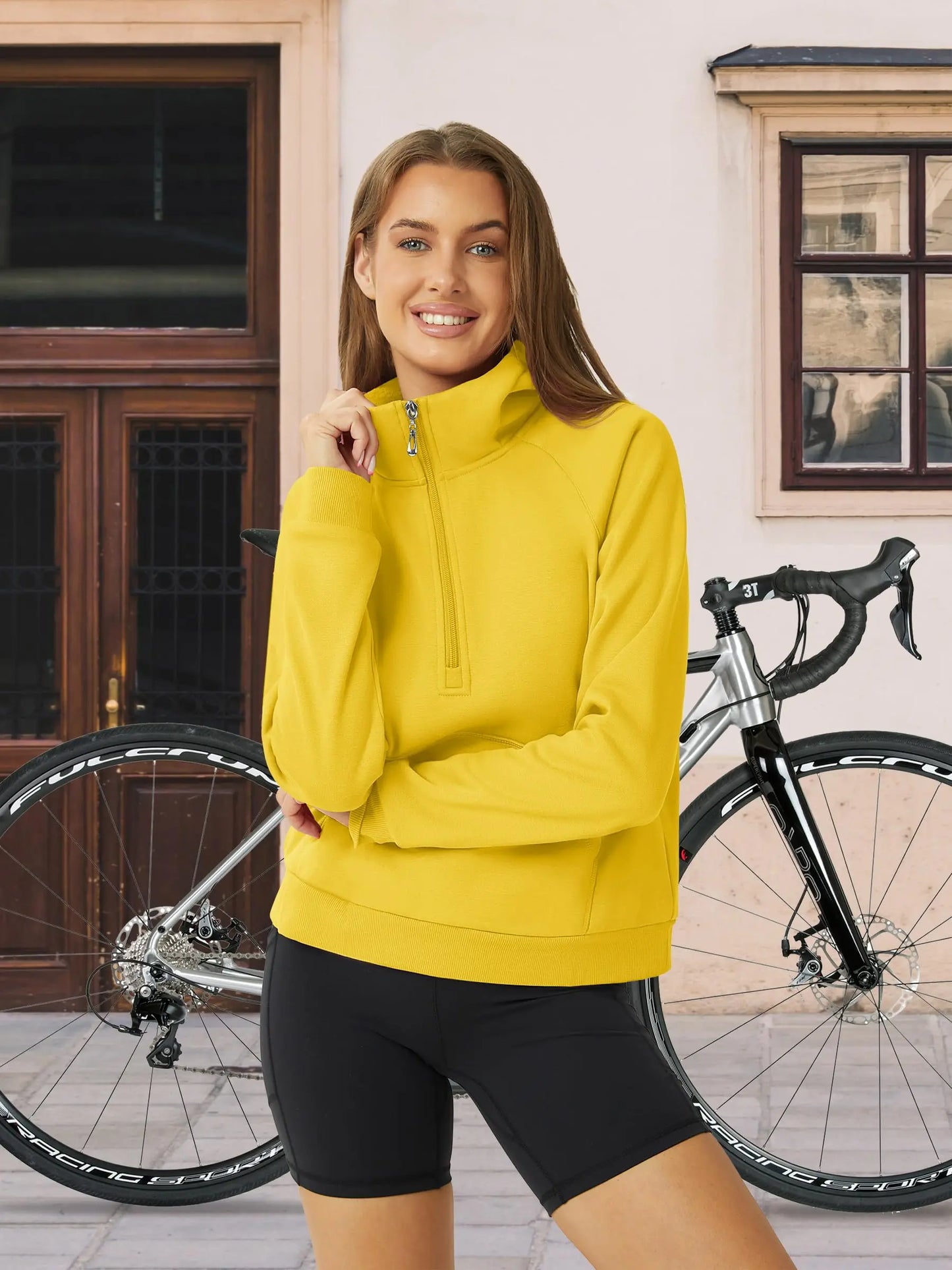 TACVASEN Winter Half Zip Hooded Cotton Pullover Womens Fleece Lined Warm Sweatshirt Thermal Lightweight Outdoor Casual Crop Tops