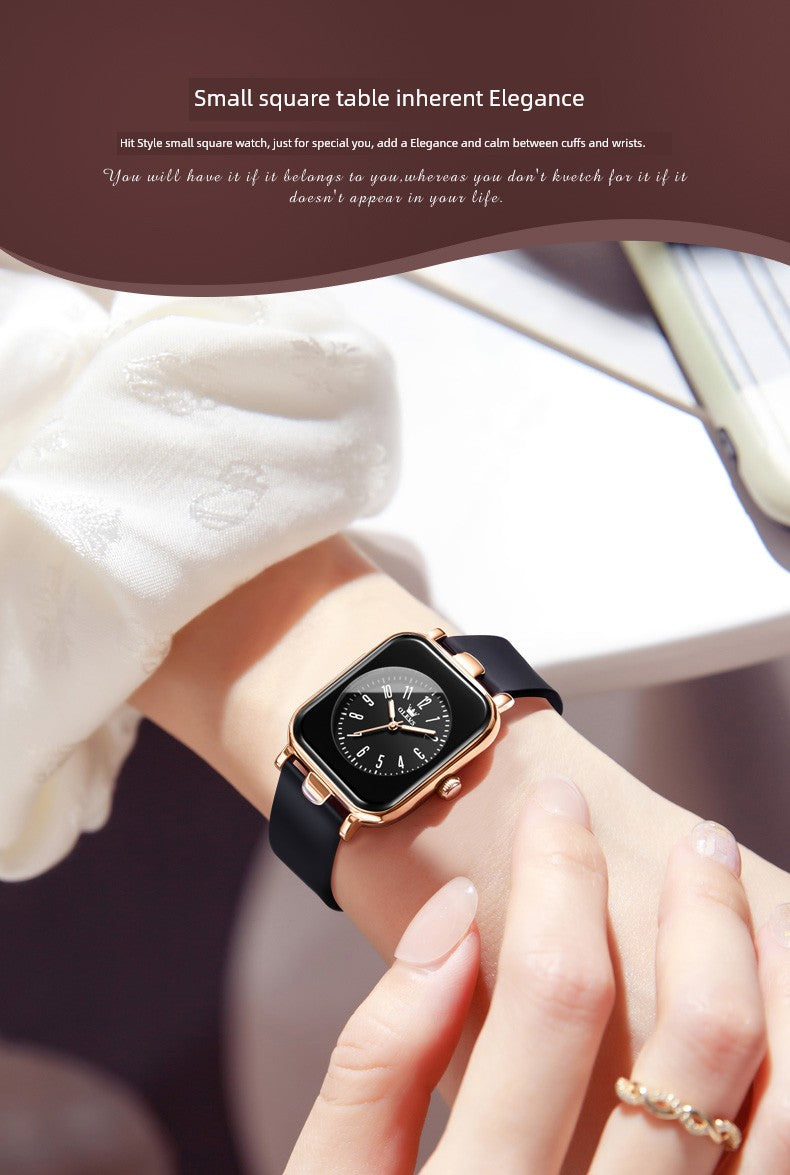 Switzerland 2025 New Arrival Digital Watch Women's Waterproof Luminous Genuine Goods Brand Name Niche Style Light Luxury Temperament Small Square Watch