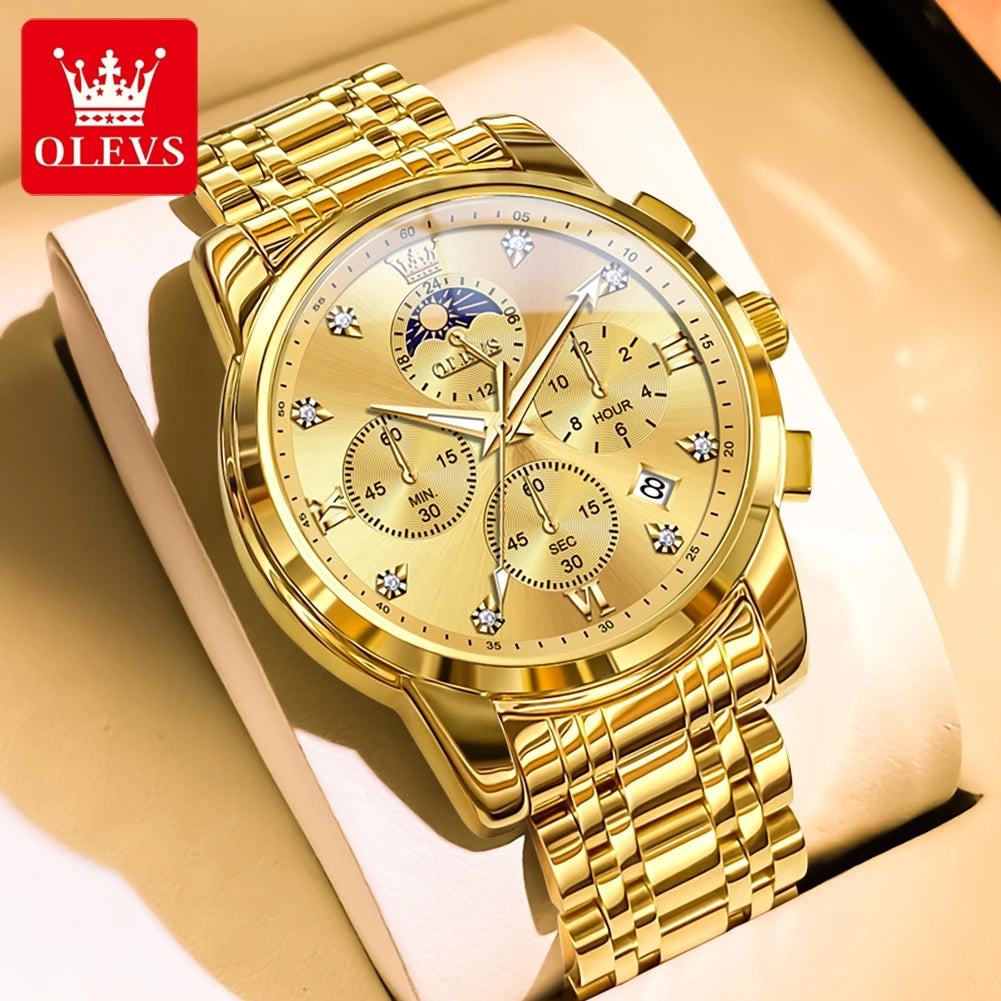 OLEVS 3655 Original New Quartz Watch for Men Chronograph Waterproof Business Man Watch Wristwatch Stainless Steel Luxury Watch