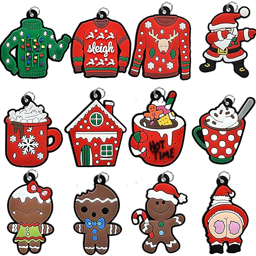 1-100PCS Christmas Style Keychain Santa Claus Key Holder Festive Women Men Keyring Christmas Family Gift Car Key Accessories
