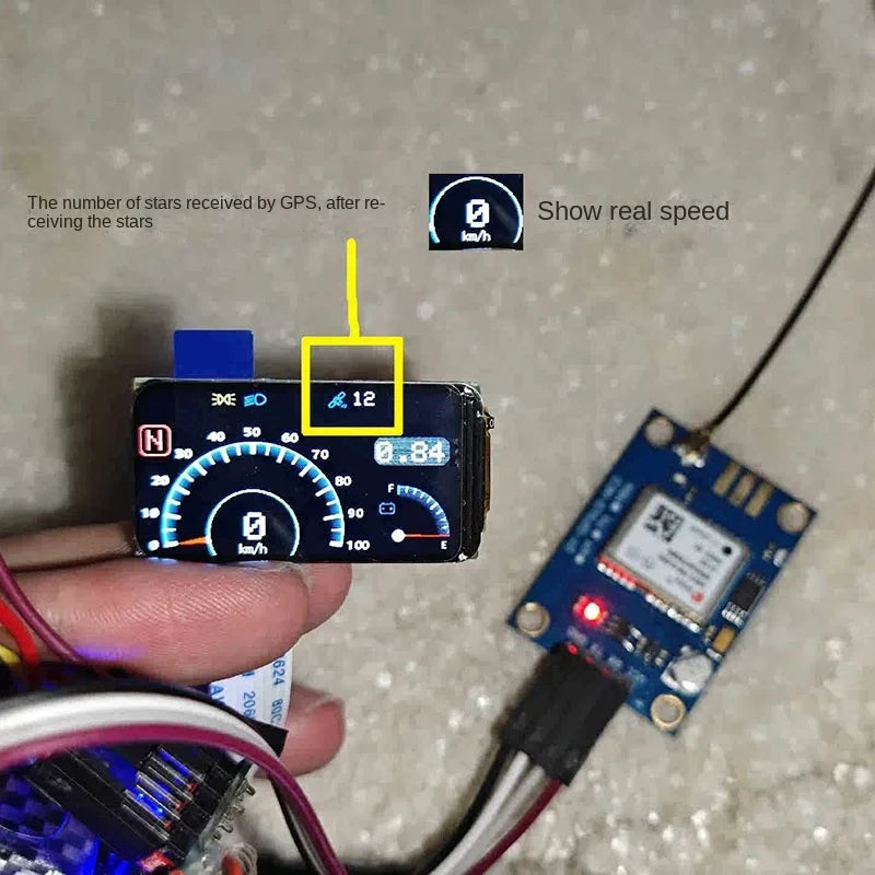 K1RC 1.47 Inch Analog Dashboard Connected Cockpit for 1/10 RC Crawler Drift Car TRX4 Defender AXIAL SCX10 1/14 Tamiya Truck DIY