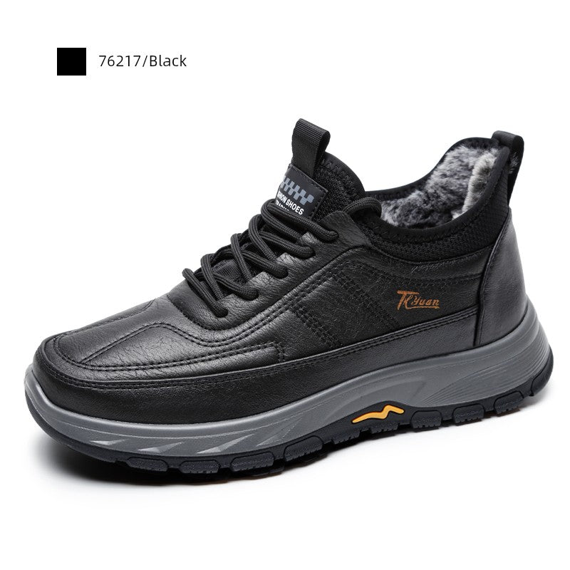 Traditional Beijing Cotton Shoes Men's Winter Fleece-lined Thickened Elderly Non Slip One Pedal Heattech Middle-Aged and Elderly Men Dad Shoes