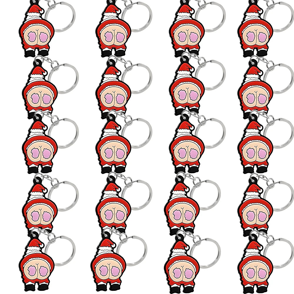 1-100PCS Christmas Style Keychain Santa Claus Key Holder Festive Women Men Keyring Christmas Family Gift Car Key Accessories