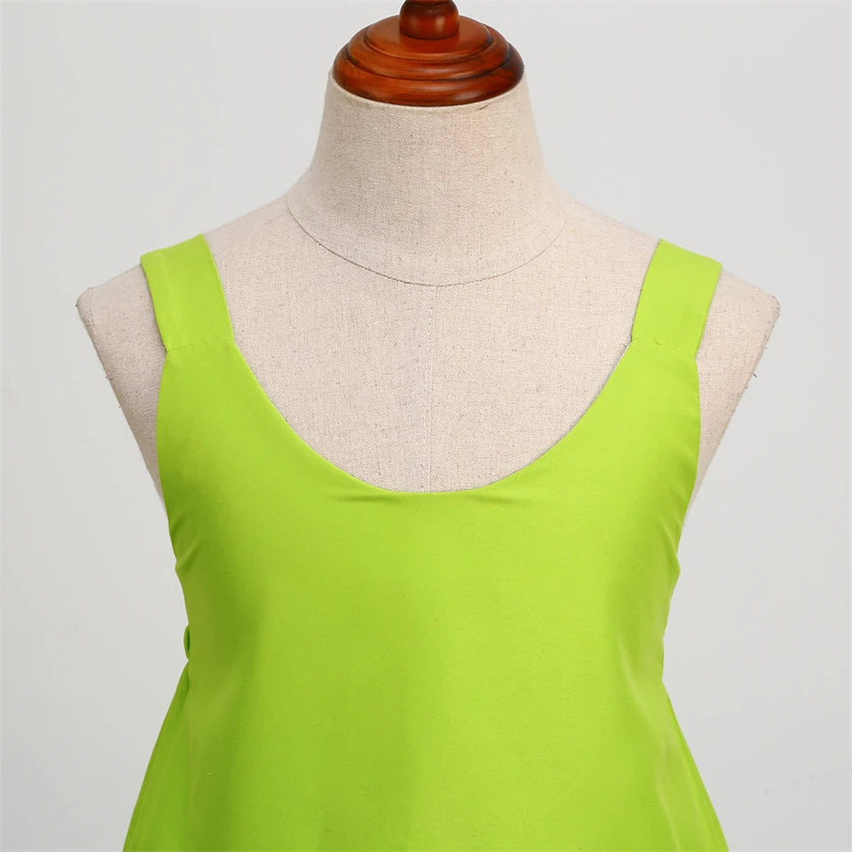 Summer Fancy Girl Green Elf Tinker Bell Backless Dress Christmas Halloween Kids Cosplay Birthday Party Fairy Princess Costumes