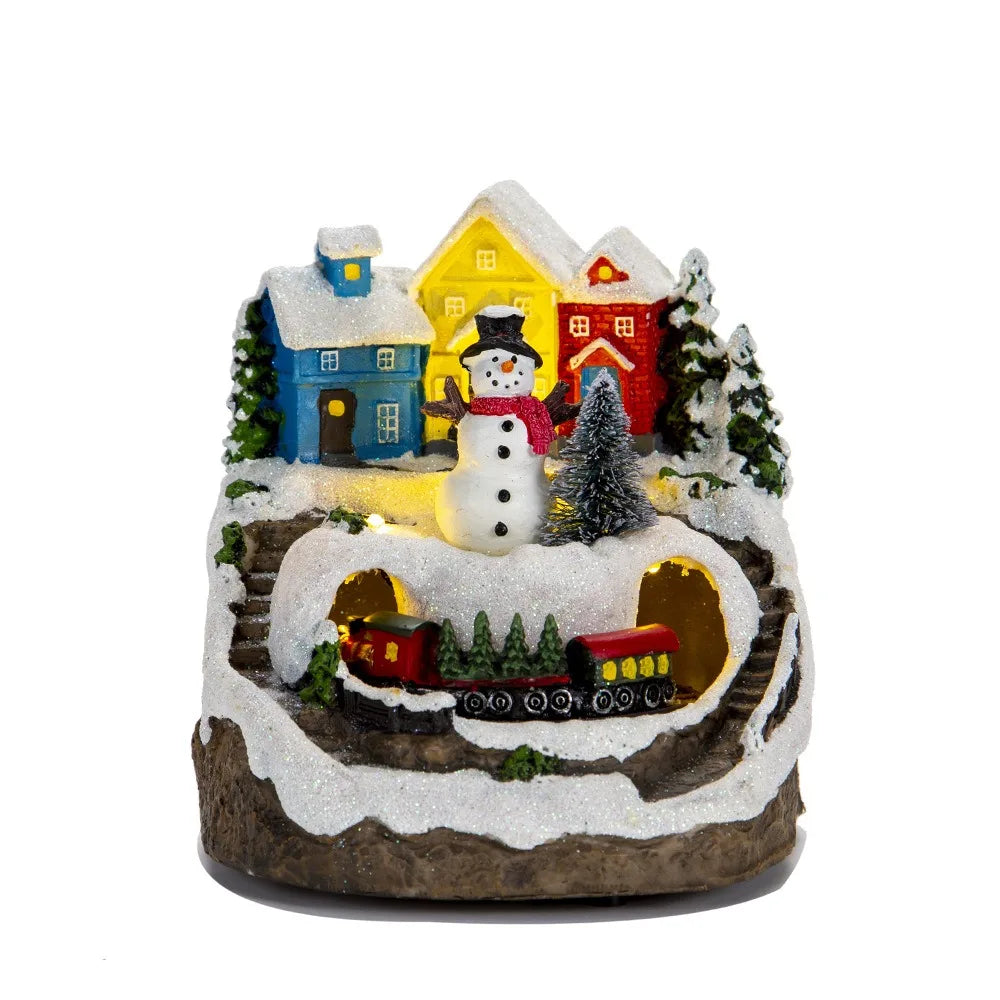 Resin Christmas Luminous Music Box Vivid Exquisite Snow House Music Box Easy to Use Christmas Luminous House Home Decor