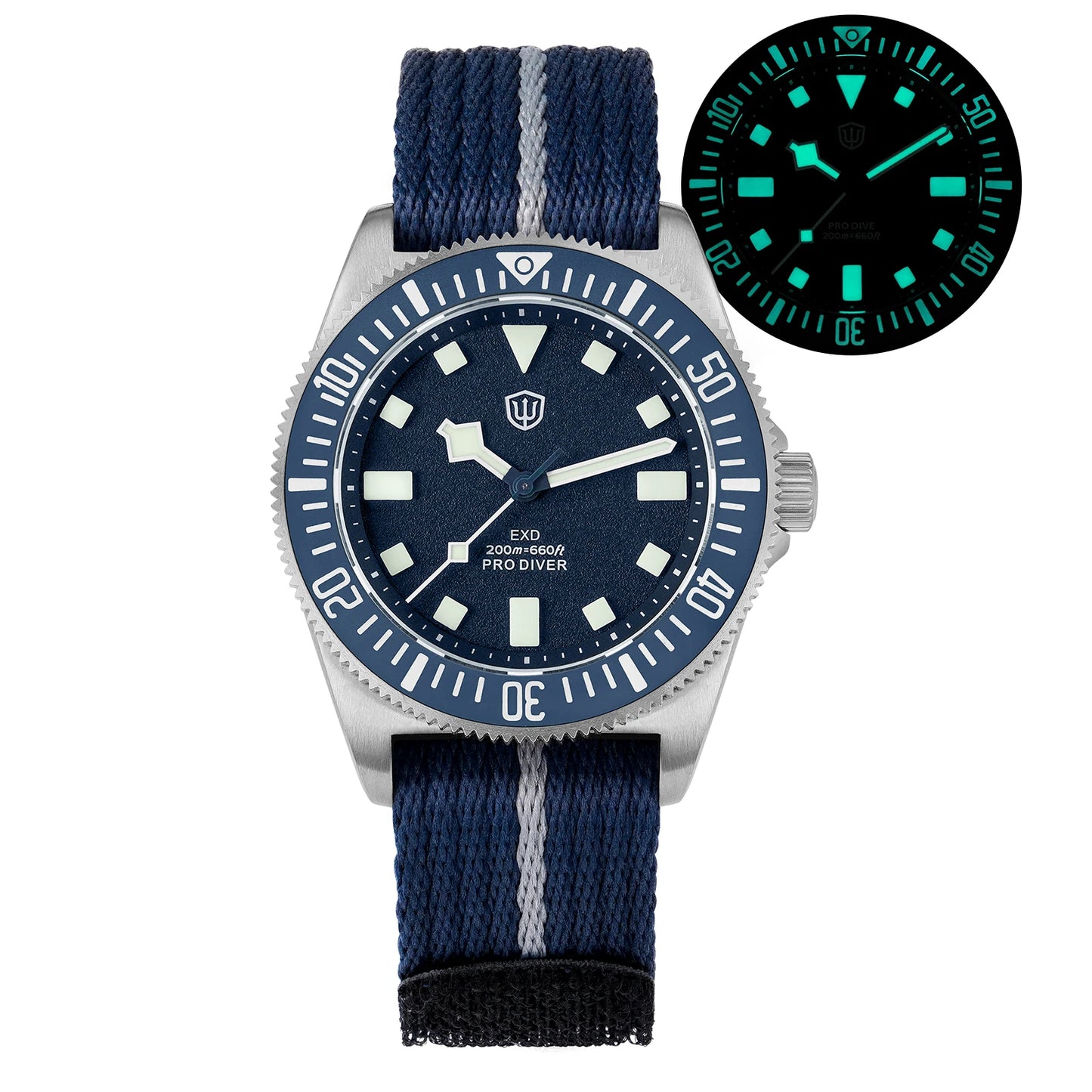 Watchdives EXD 40mm Titanium Dive Watch VH31 Sweep Second Movt Sapphire BGW9 Lume 200M WR Ceramic Bezel Interchangeable Strap