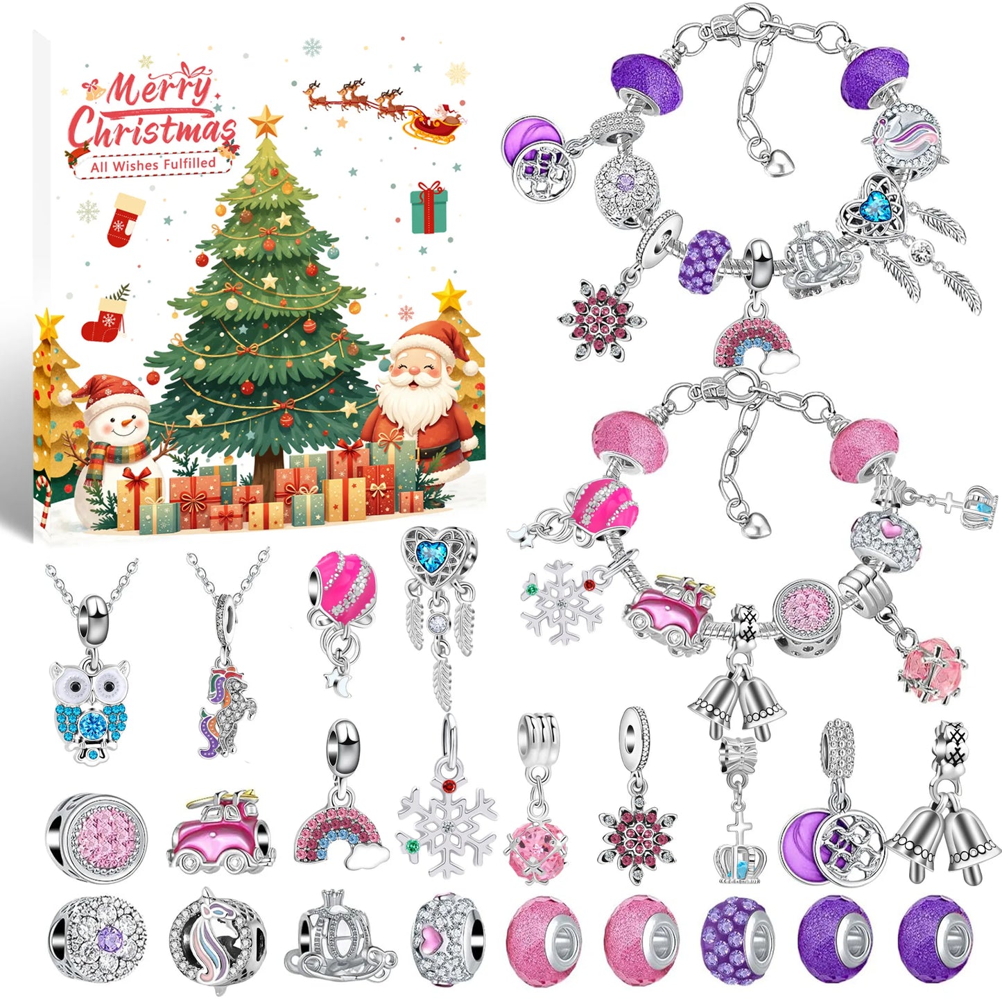 DIY Christmas Bracelet 24 Countdown Calendar Advent Blind Box  Christmas Charms Bracelet Set Creative Ornaments Christmas Gifts