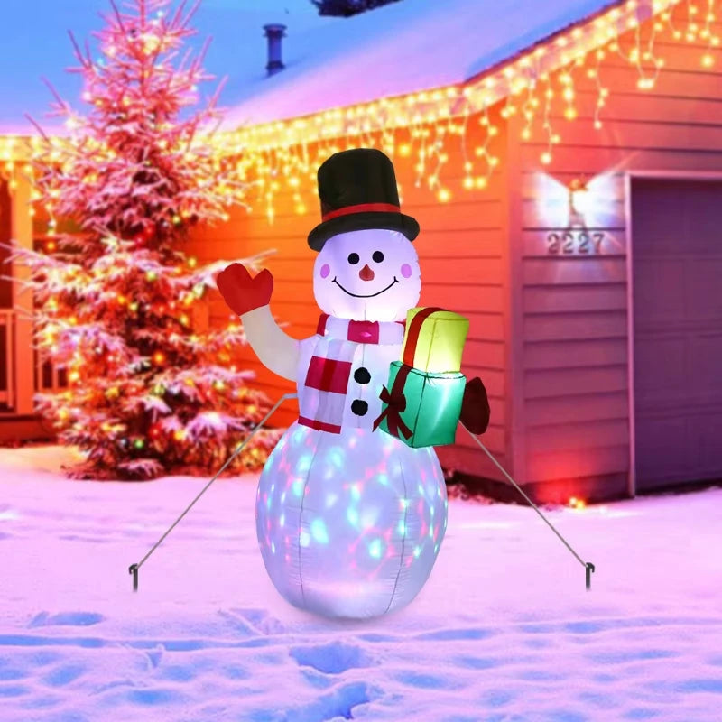1.5m Christmas Inflatable Snowman Airblown Decor with LED Light Christmas Outdoor Courtyard Garden Doorway Ornaments Party Props