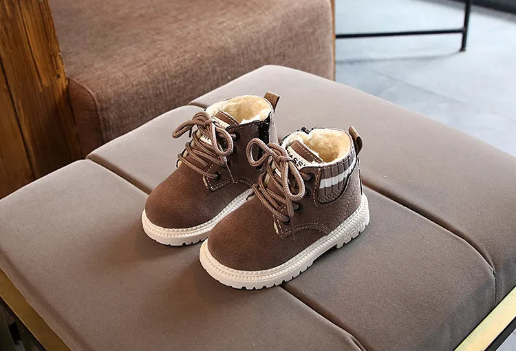 Children's Ankle Boots for Little Kids Toddlers Snow Boots Vintage Warm Cotton Short Boots Boys Girls Fashion Winter Boots Zip