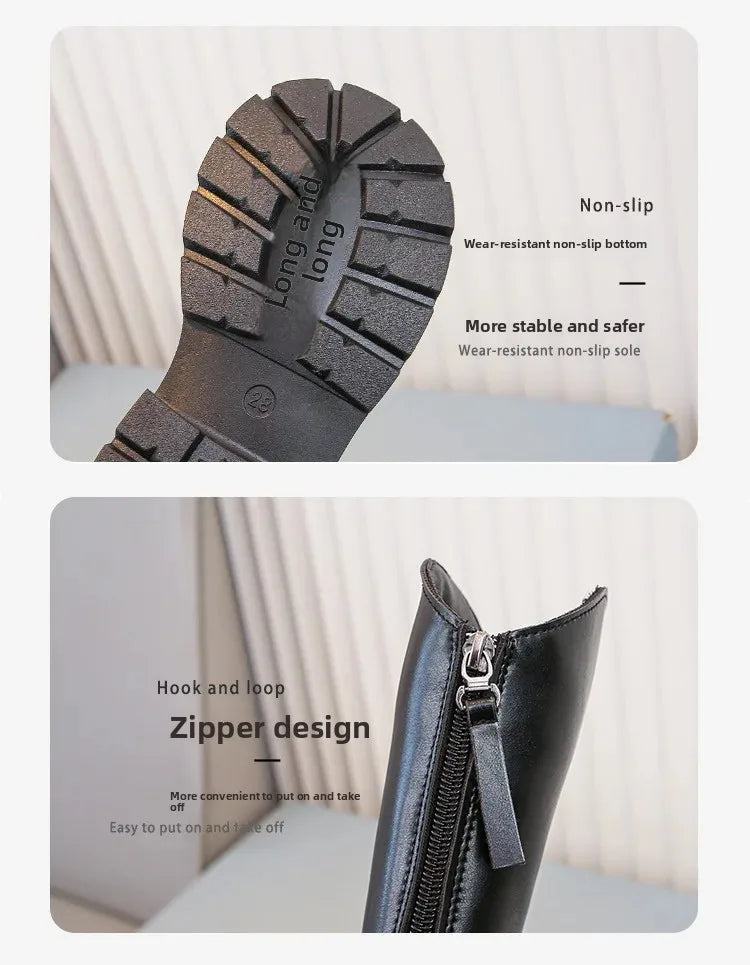 Girls' long tube boots 2025 Autumn/Winter New Korean Fashion Knight Boots Plush Princess Boots Warm Two Cotton High tube Boots