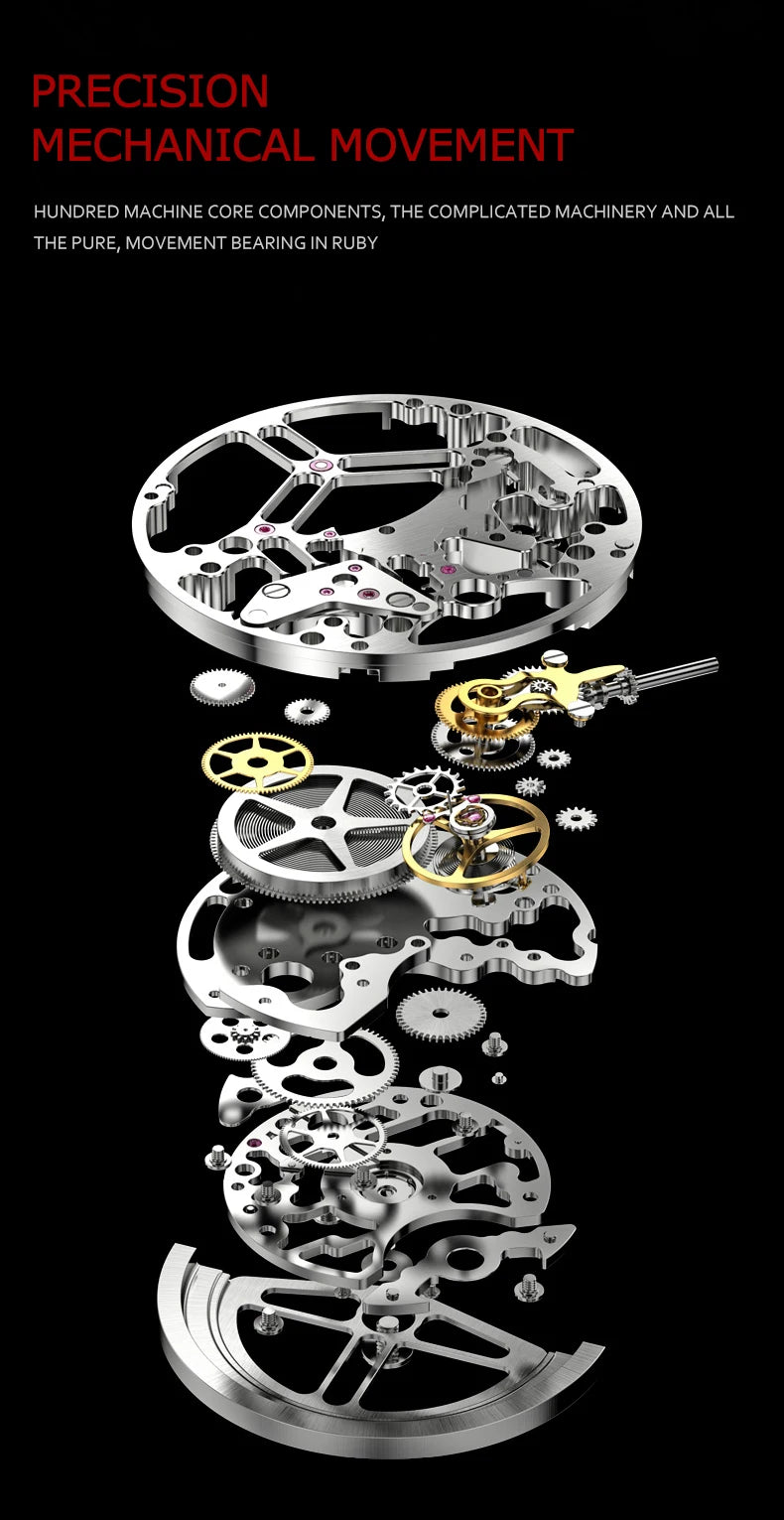 WLISTH Men's Watch Barrel Type Mechanical Watch Men Waterproof Luminous Business Men Mechanical Wristwatches Clock Montre Homme