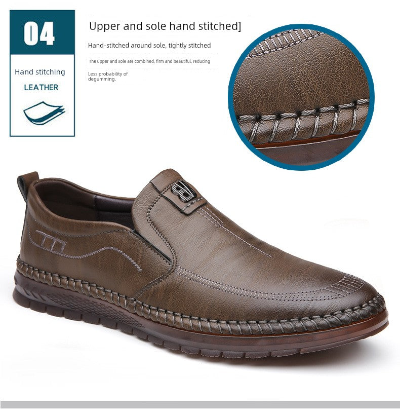 Men's Leather Shoes 2025 New Arrival Business Casual Shoes Genuine Leather Spring and Autumn Men's Shoes Soft Cowhide Gum-Rubber Outsole Middle-Aged Father Shoes