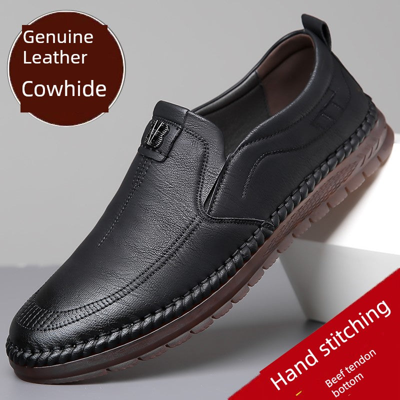 Men's Leather Shoes 2025 New Arrival Business Casual Shoes Genuine Leather Spring and Autumn Men's Shoes Soft Cowhide Gum-Rubber Outsole Middle-Aged Father Shoes