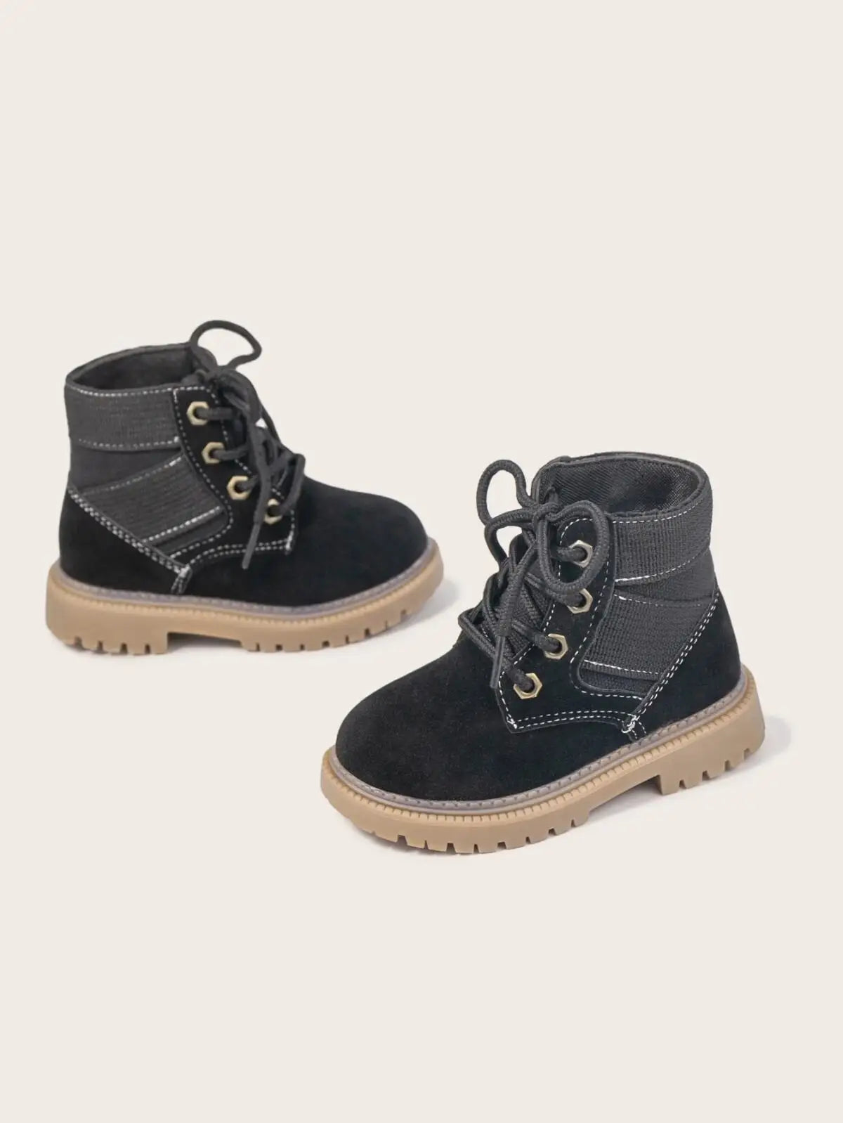 Four Seasons Children's Casual Booties Kids Fashion Design High-top Solid Color Lace-up Martin Boots Rubber Soft Anti-slip Sole