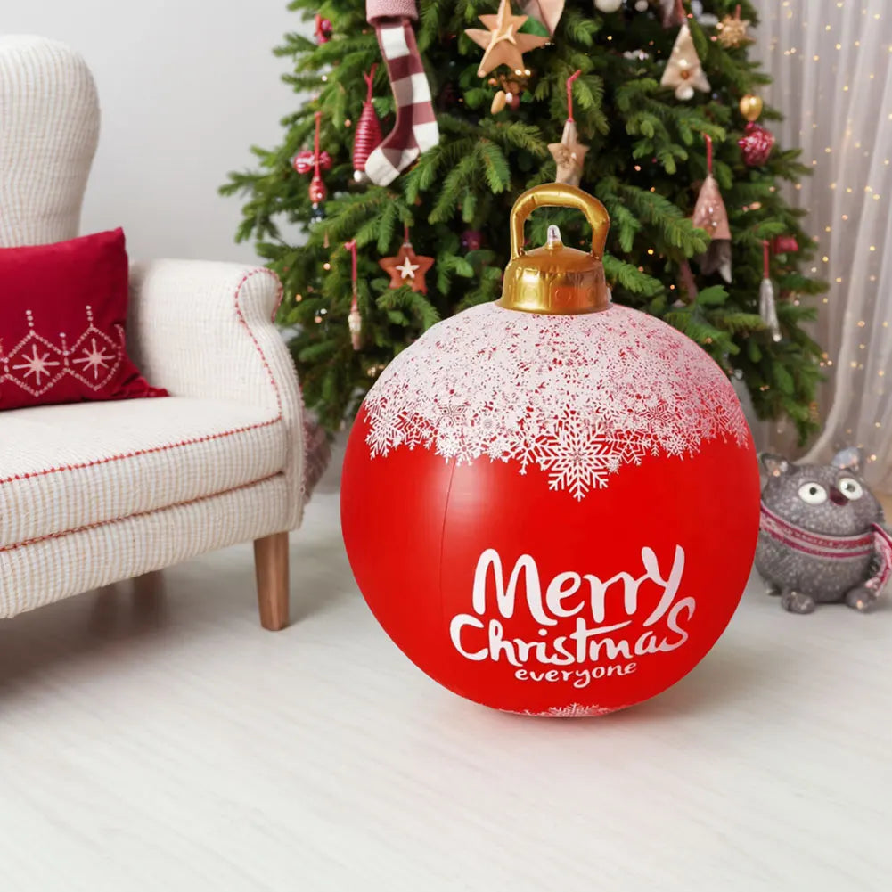 24 Inch Inflatable Outdoor Christmas Ball PVC Giant Inflatable Christmas Balls with Light/Remote Christmas Decorations Ball