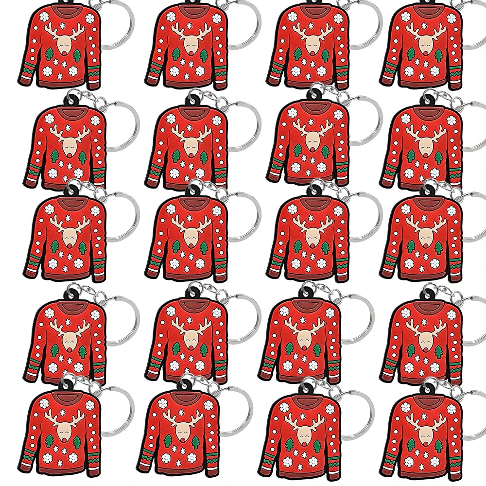 1-100PCS Christmas Style Keychain Santa Claus Key Holder Festive Women Men Keyring Christmas Family Gift Car Key Accessories