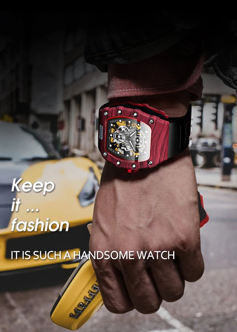 WLISTH Men's Watch Barrel Type Mechanical Watch Men Waterproof Luminous Business Men Mechanical Wristwatches Clock Montre Homme