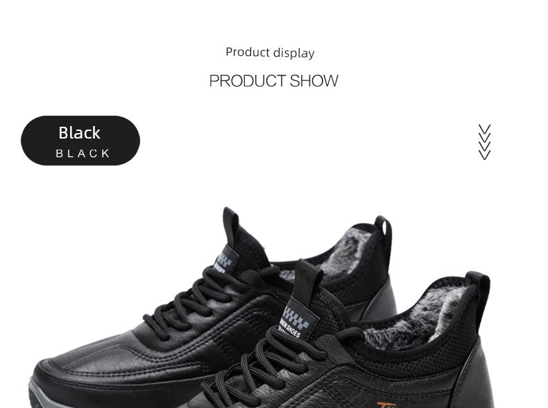 Traditional Beijing Cotton Shoes Men's Winter Fleece-lined Thickened Elderly Non Slip One Pedal Heattech Middle-Aged and Elderly Men Dad Shoes