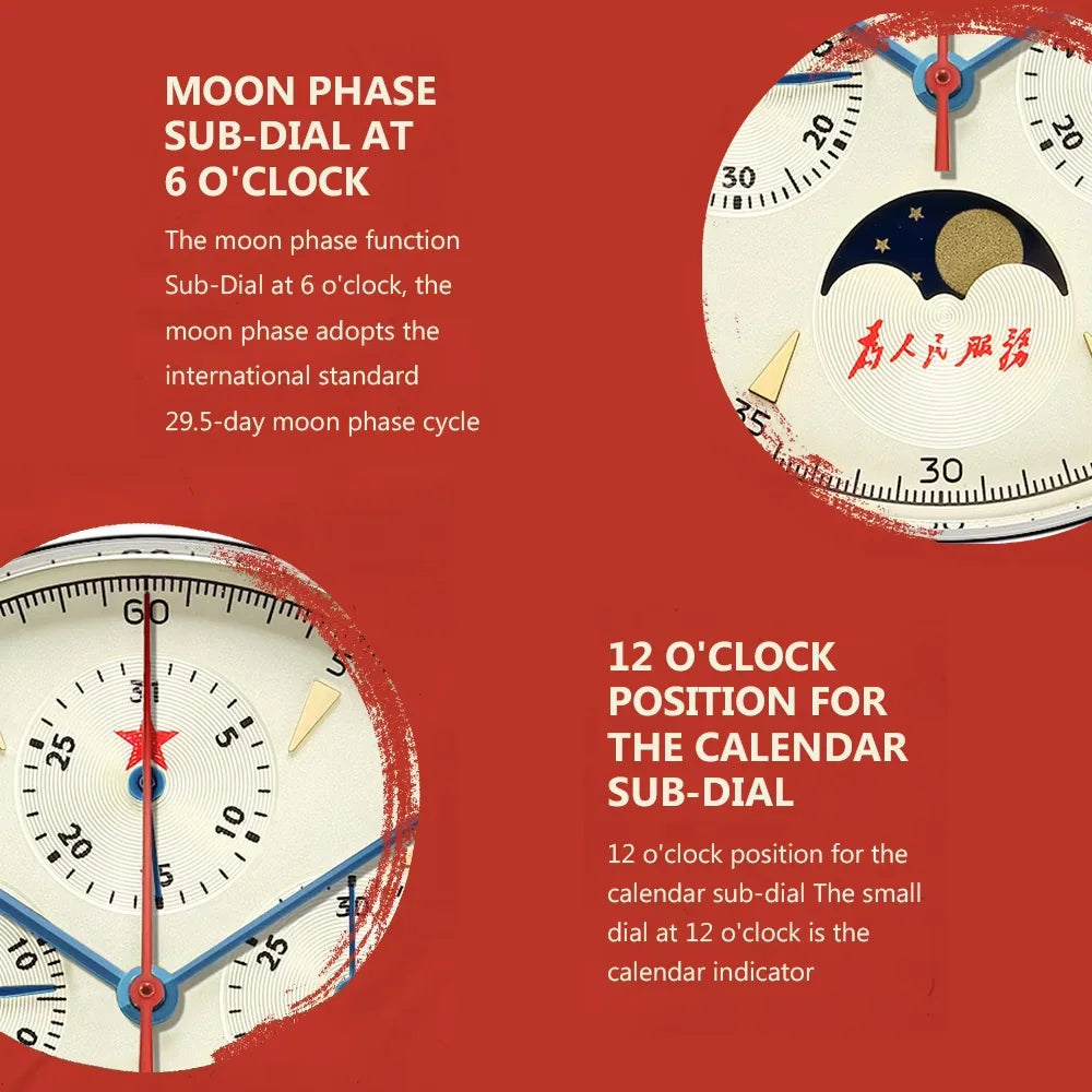 Original 1963 Men's 40mm  ST1908 Moonphase Manual Winding Movement Mechanical Chronograph Sapphire Glass Cream Dial Watch