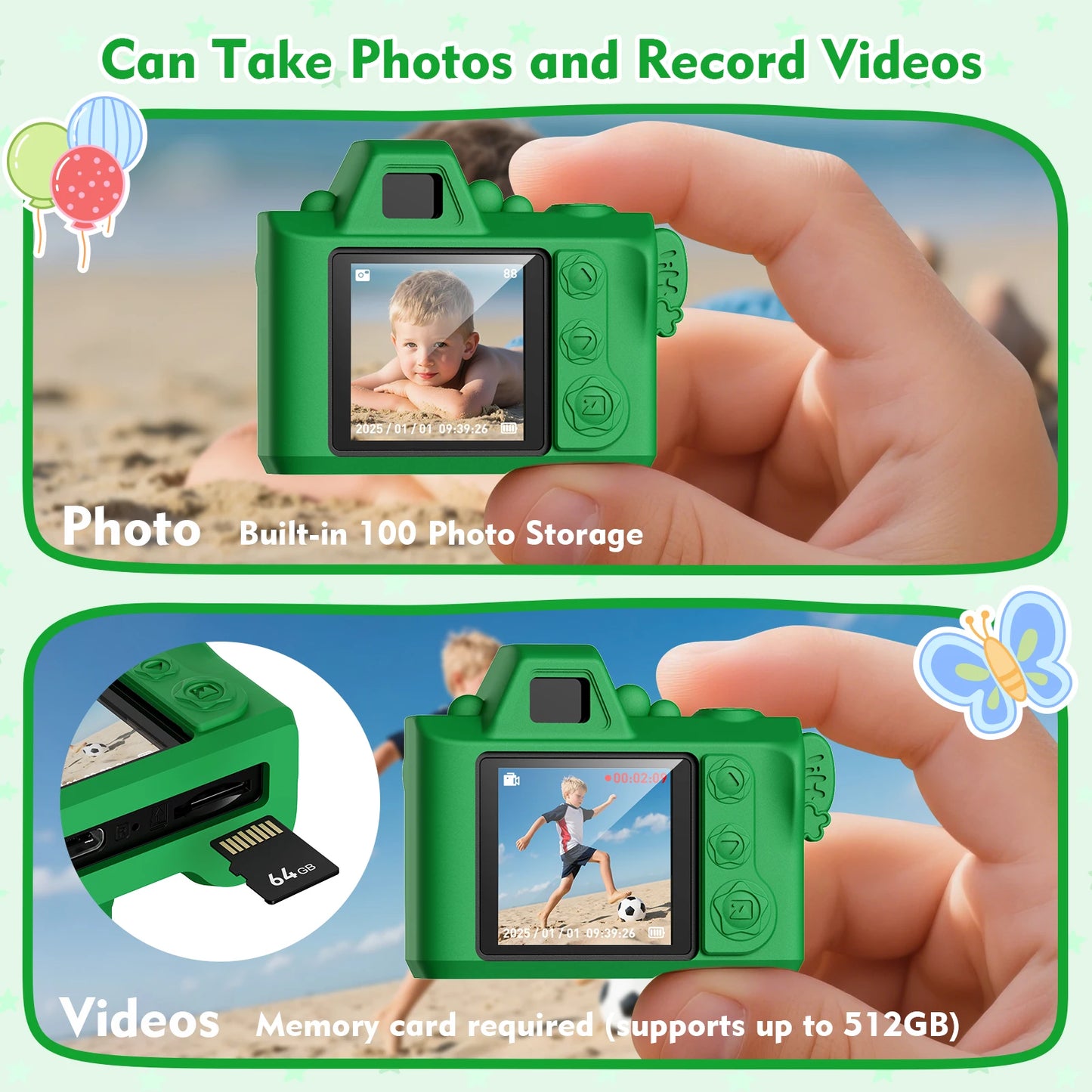 Mini Keychain Camera Fun 4K Pocket Digital Tiny Camera with 64GB Card for Kids Adults Collectible Gift for Birthdays Christmas