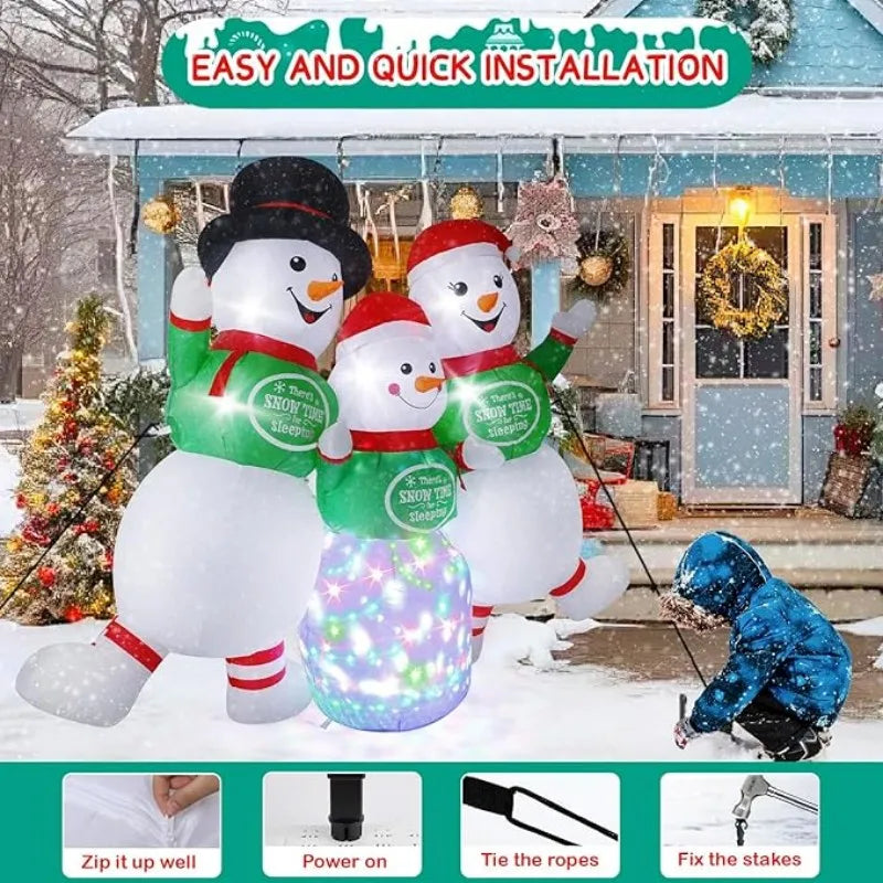 Christmas Decorations Gingerbread Man Snowman Arch Inflatable Toys Built-in LED Lights Model Party Xmas Holiday Decor Ornaments