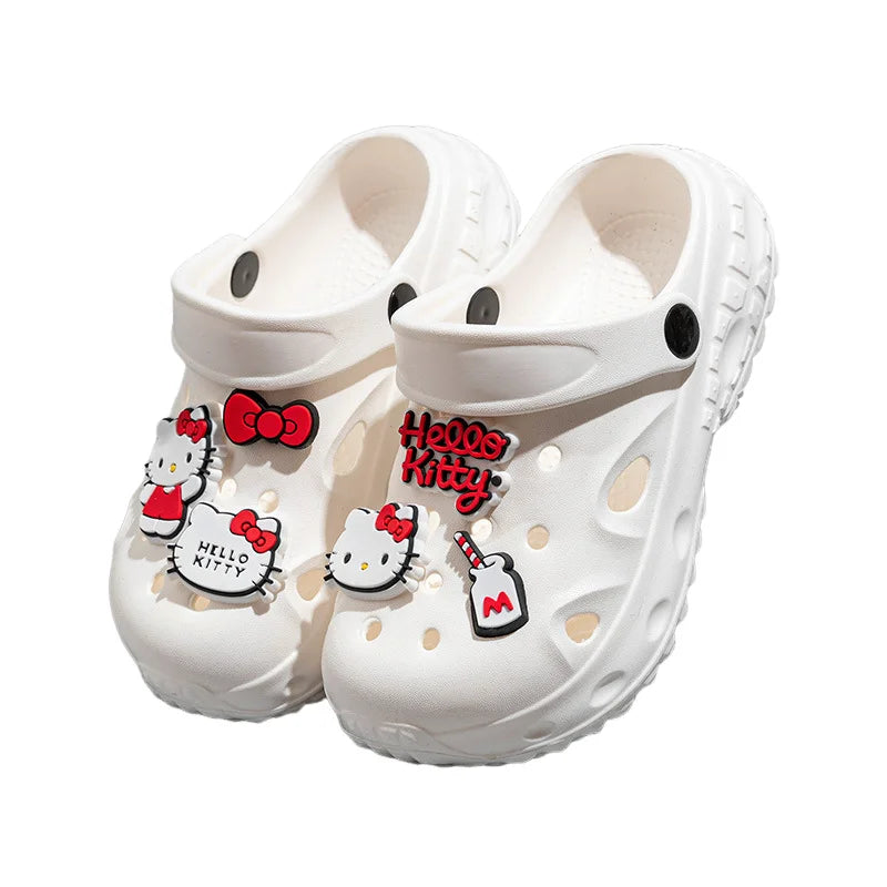 Sanrio Hello Kitty Girl Garden Shoes Sandal Beach Shoes Cartoon Anime Summer Slippers Fashion Nonslip Parentchild Soft Sole Shoe