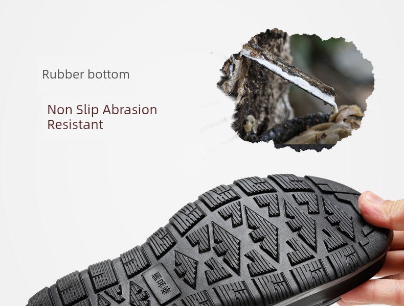 Traditional Beijing Cotton Shoes Men's Winter Fleece-lined Thickened Elderly Non Slip One Pedal Heattech Middle-Aged and Elderly Men Dad Shoes