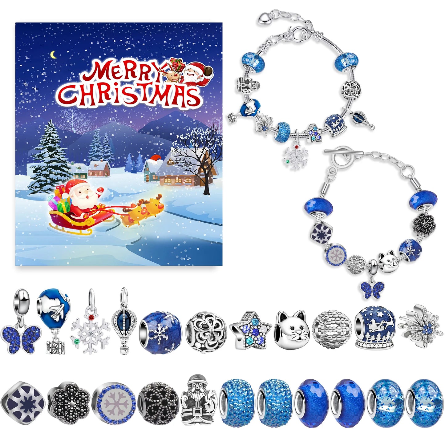 DIY Christmas Bracelet 24 Countdown Calendar Advent Blind Box  Christmas Charms Bracelet Set Creative Ornaments Christmas Gifts