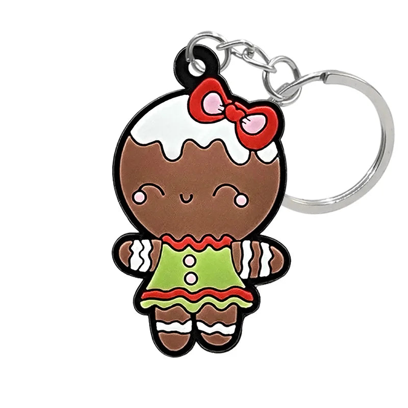 1-100PCS Christmas Style Keychain Santa Claus Key Holder Festive Women Men Keyring Christmas Family Gift Car Key Accessories