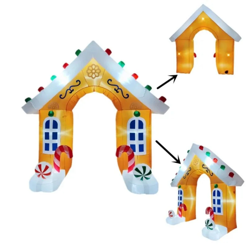 Christmas Decorations Gingerbread Man Snowman Arch Inflatable Toys Built-in LED Lights Model Party Xmas Holiday Decor Ornaments