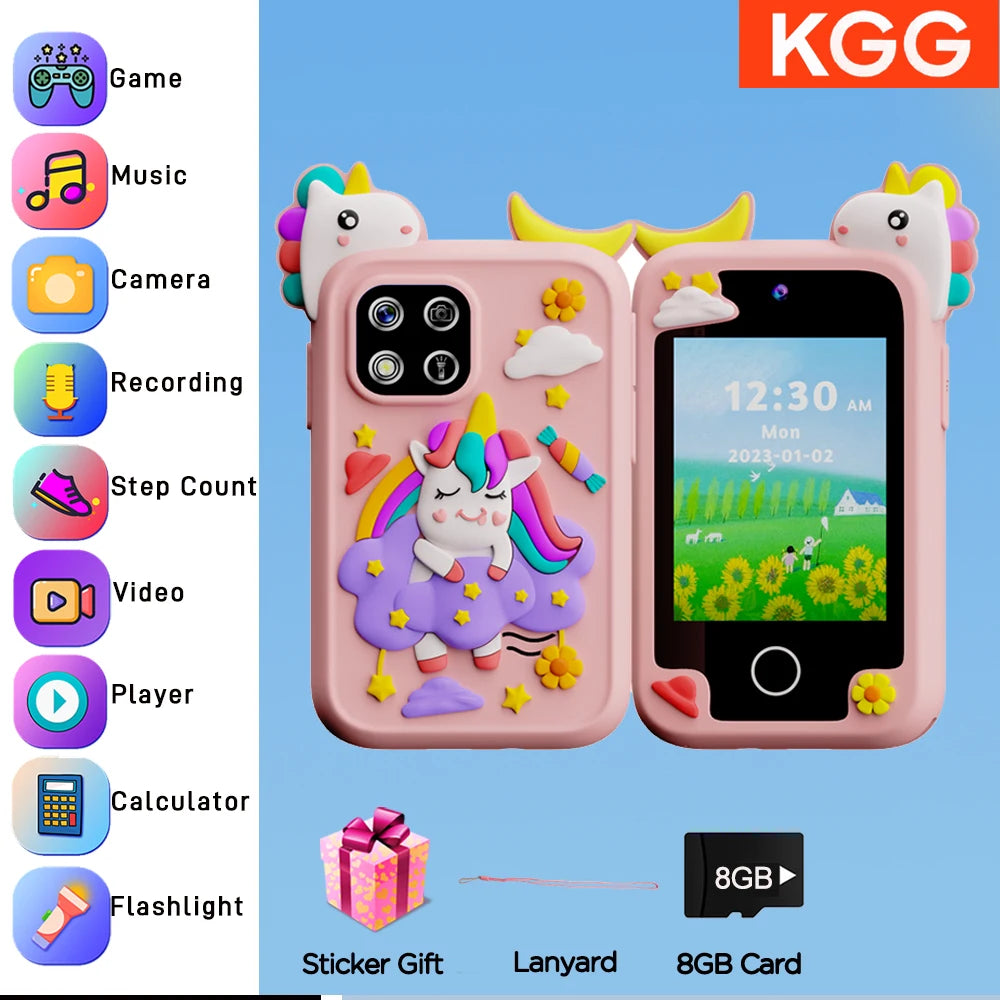 Kids Smart Phone 8GB 2.8'' Stories Music Camera Video Habit Tracking Baby Mobile Mini Toy Phone Educational Learning Tools Gifts