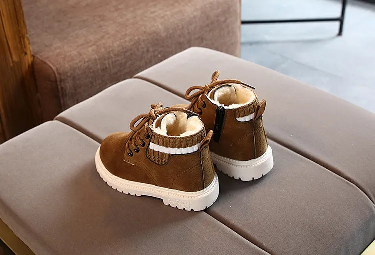 Children's Ankle Boots for Little Kids Toddlers Snow Boots Vintage Warm Cotton Short Boots Boys Girls Fashion Winter Boots Zip