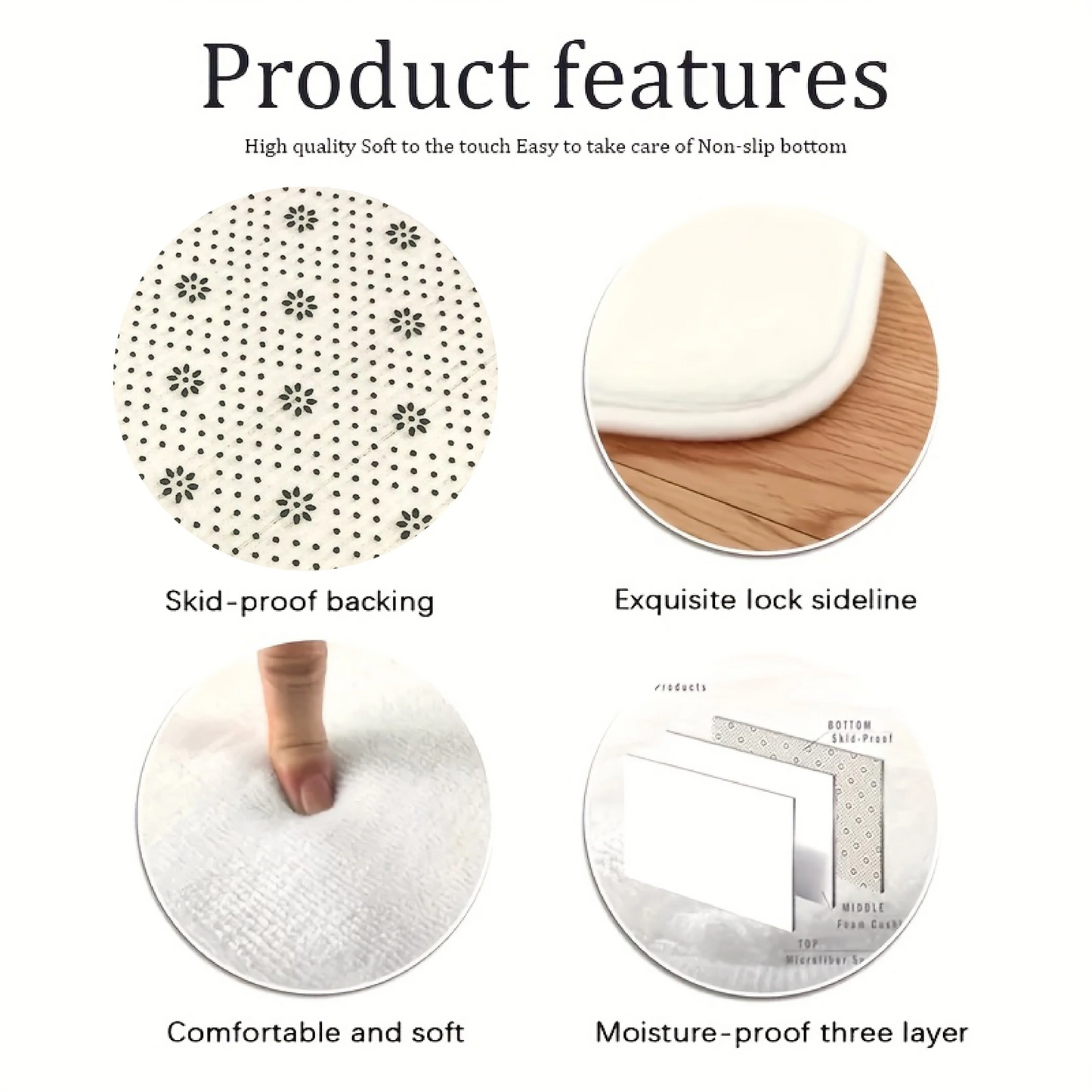 VIKAMA Christmas Checkered Corridor Floor Mats, Machine Washable, Bedside/Sofa Rugs, Kitchen Carpets, Home Decorations