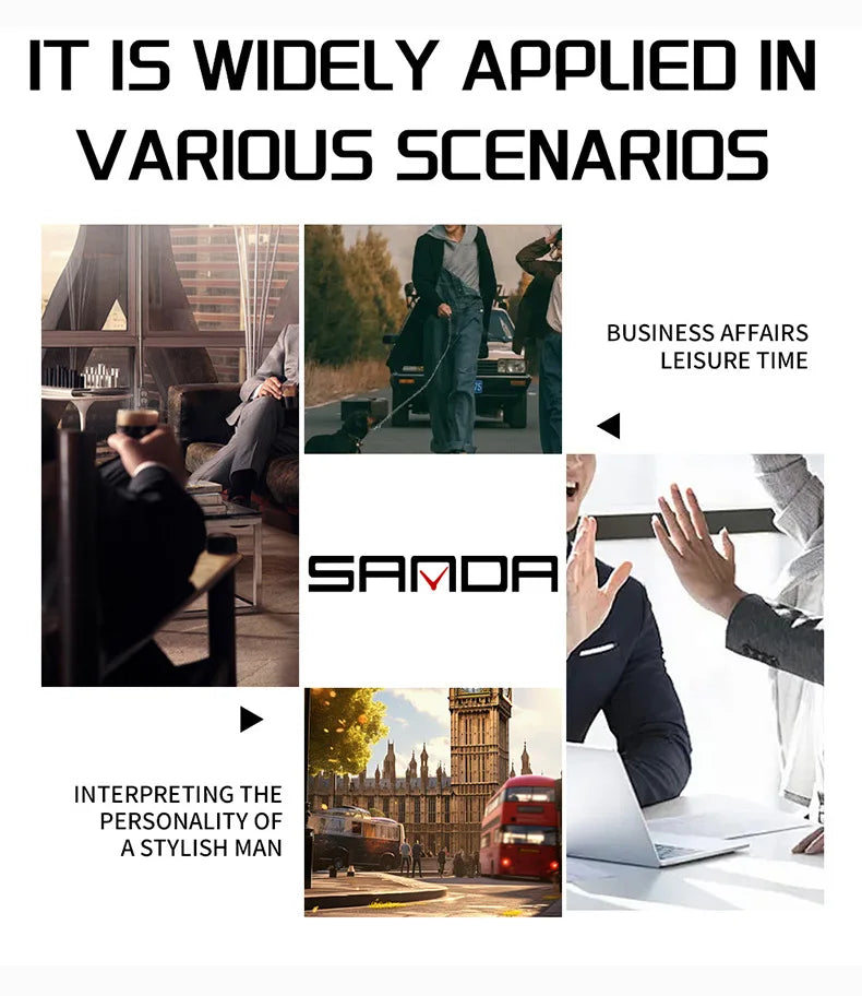 SANDA 2025 New Advanced Mechanical Watch Men's Waterproof Calendar Night Light Rotating Timing Circle Business Sports Watch