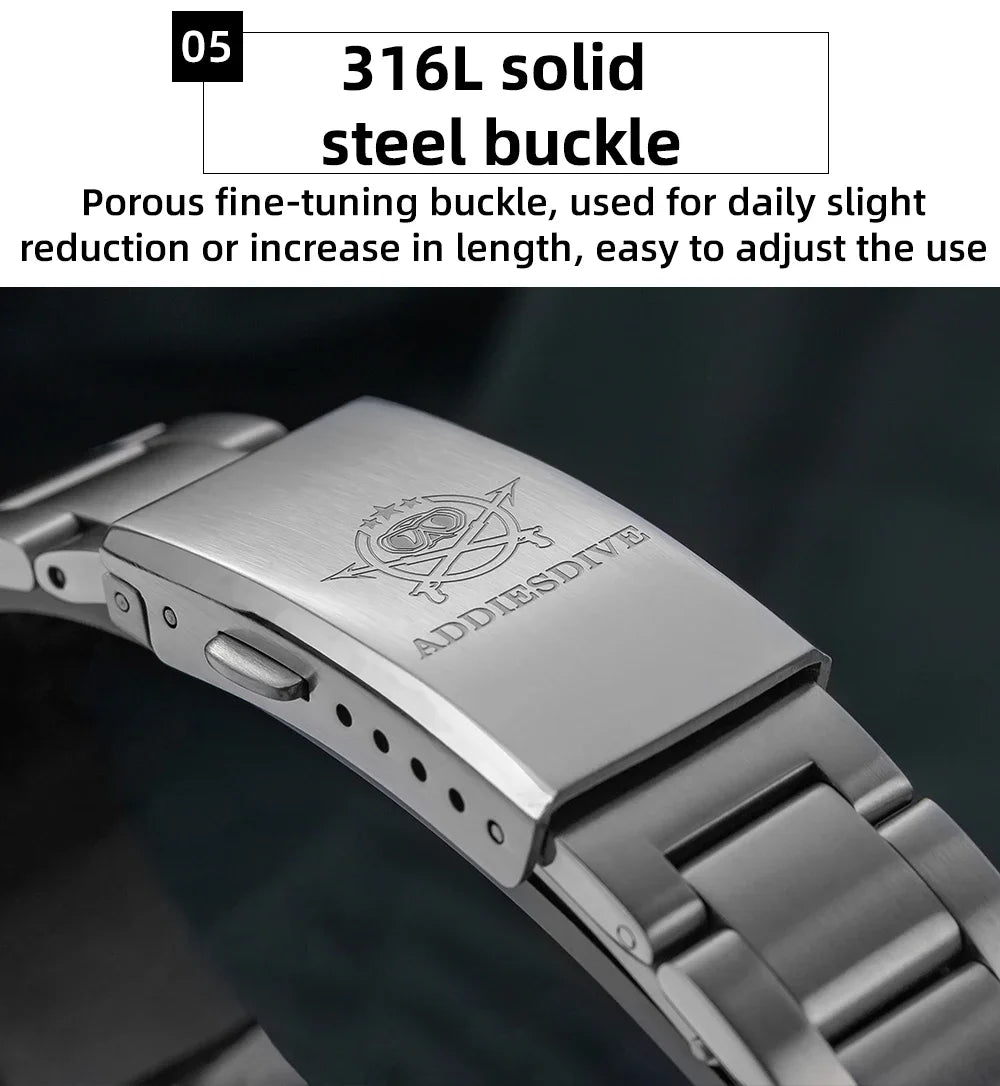 ADDIESDIVE Mechanical Watches New AD2070  Leather Strap BGW9 Super Luminous Sapphire 39mm Watches 20Bar Waterproof Reloj Hombre