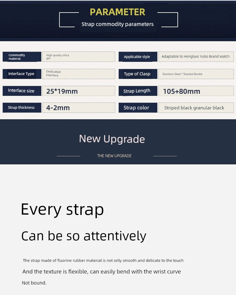 Suitable for Hengbao Watch Strap Men's Rubber Hublot Hengbao/Yuqi Big Bang Silicone Watch Strap 25 * 19mm