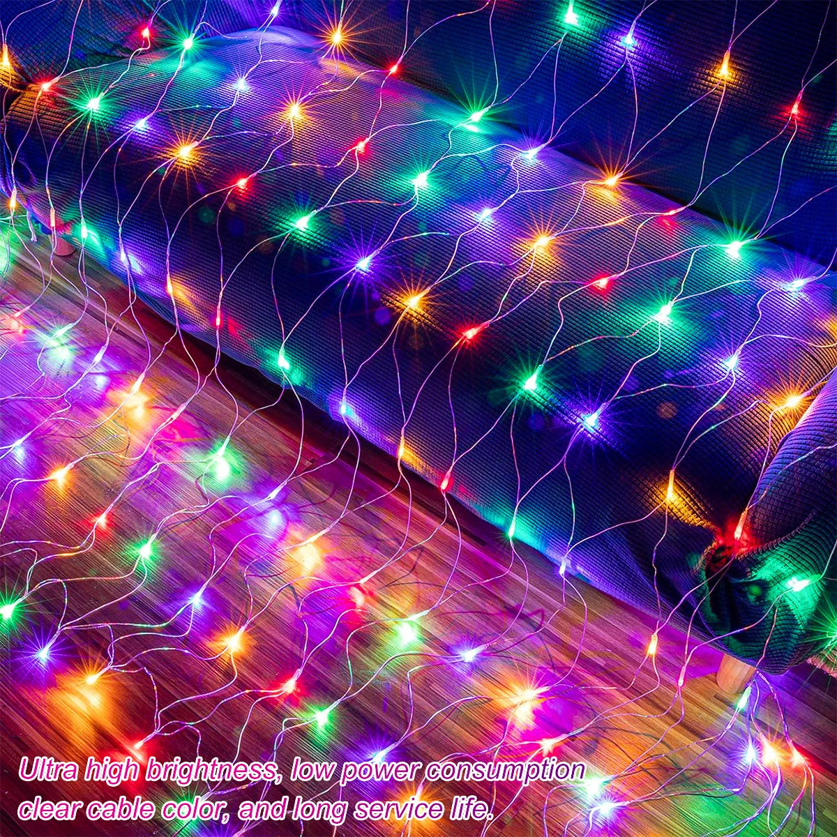 100/200LED Solar Powered LED Fairy Net Light Waterproof Fishing Mesh Lamp With 8 Lighting Modes for Outdoor Lawn Christmas Light