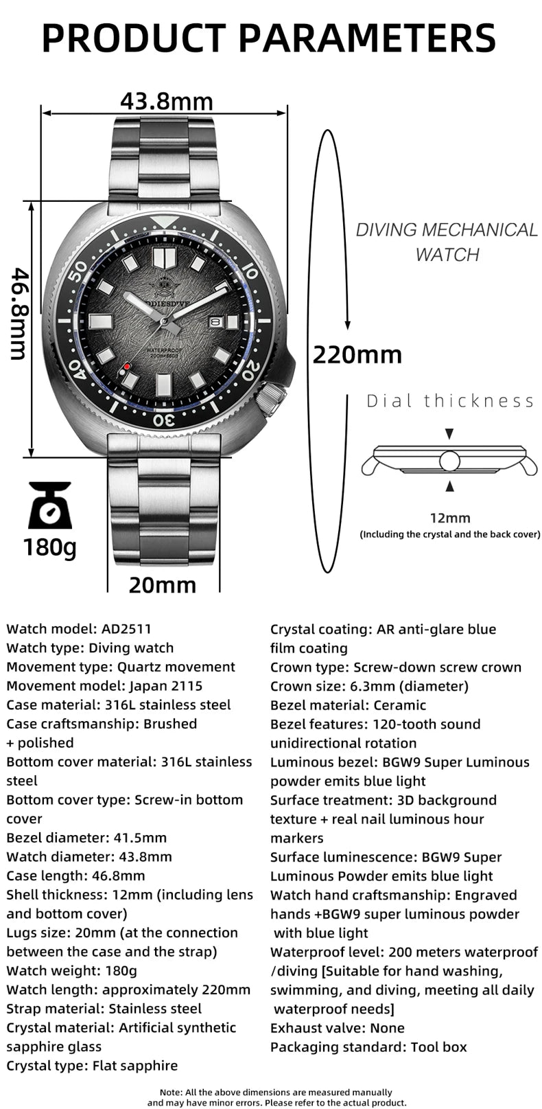 ADDIESDIVE NEW Men's Watches Stainless Steel AR Coating Ceramic Bezel Fashion Quartz Watch 200M Waterproof Diving Watch Sapphire