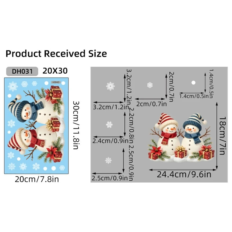 Christmas Snowman Snowflake Stickers Glass Window Decoration Stickers New Year Decoration 2025 Electrostatic Christmas Sticker