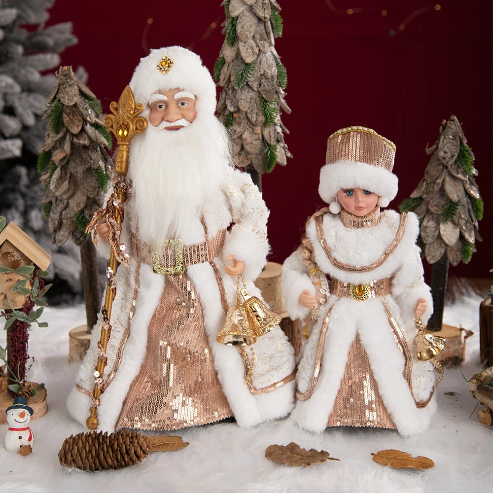 New Year Christmas Santa Claus Doll Figurine For Home Decor Accessories Navidad Tree Ornaments 40/30cm Big Standing Figure 2024