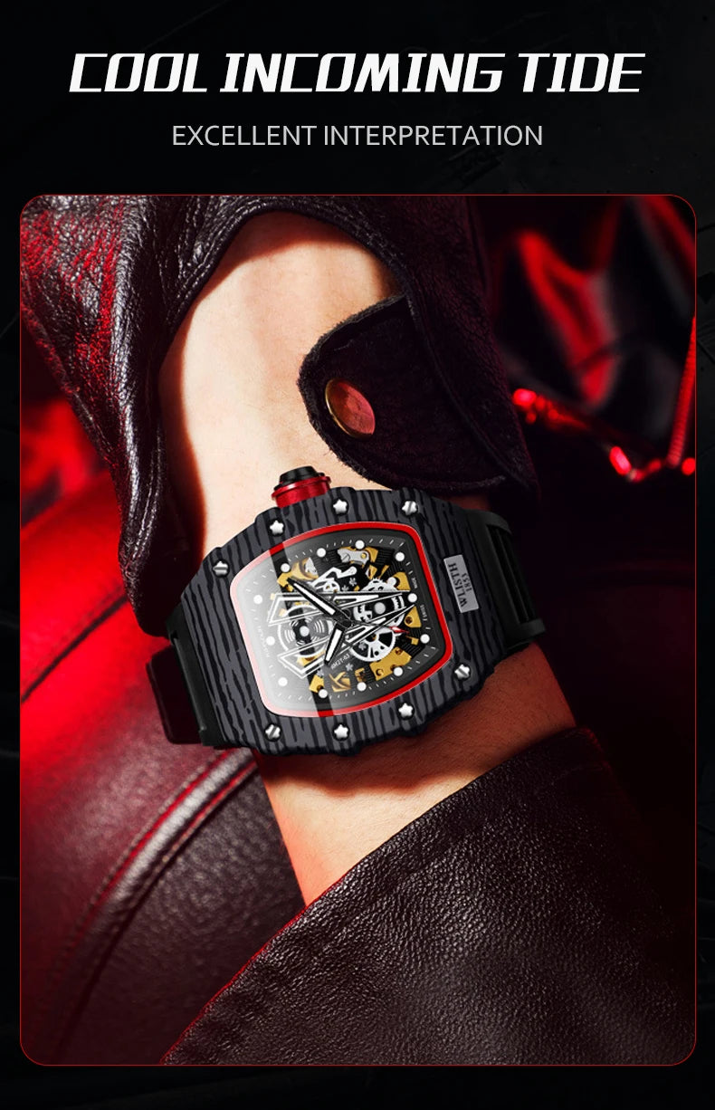 WLISTH Men's Watch Barrel Type Mechanical Watch Men Waterproof Luminous Business Men Mechanical Wristwatches Clock Montre Homme