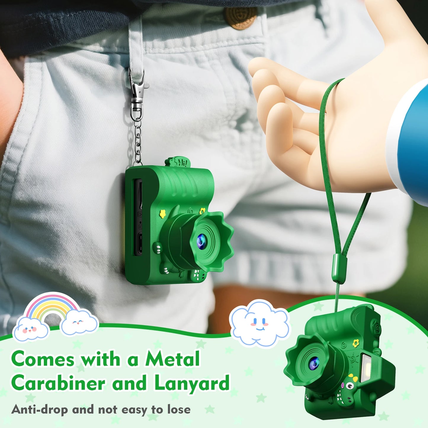 Mini Keychain Camera Fun 4K Pocket Digital Tiny Camera with 64GB Card for Kids Adults Collectible Gift for Birthdays Christmas