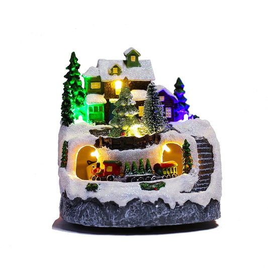 Resin Christmas Luminous Music Box Vivid Exquisite Snow House Music Box Easy to Use Christmas Luminous House Home Decor