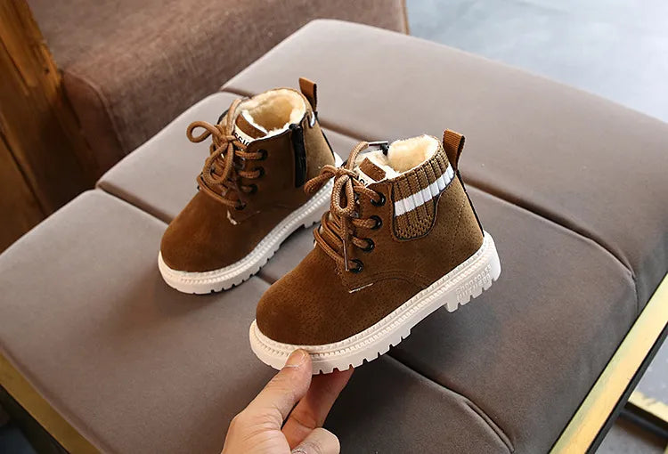 Children's Ankle Boots for Little Kids Toddlers Snow Boots Vintage Warm Cotton Short Boots Boys Girls Fashion Winter Boots Zip